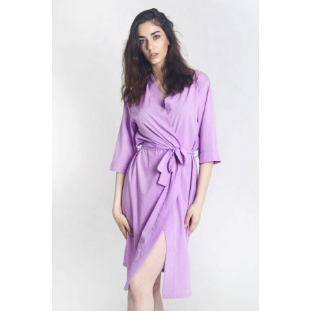 Жіночий літній шовковий халат на запах 5139-107 Ліловий