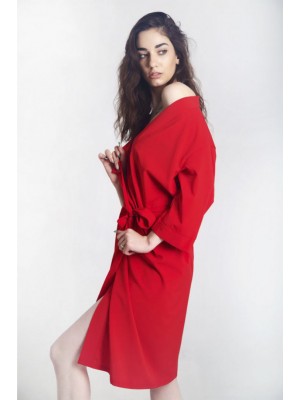 Жіночий шовковий халат на запах 5141 червоний