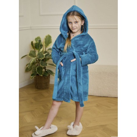 Дитячий теплий махровий халат для дівчинки з капюшоном на запах 7384-1150 Тіфані