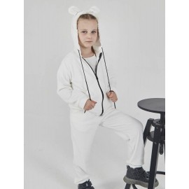 Дитячий спортивний велюровий костюм на блискавці з вушками для дівчинки 5315-303 Кокос